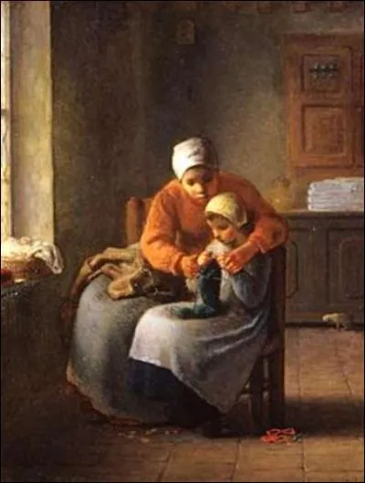 Qui a peint "La leçon de tricot" ?