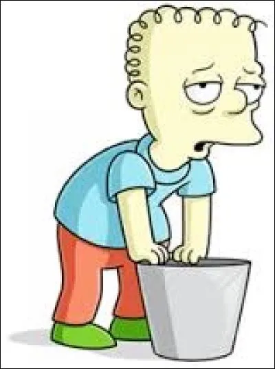 Ce jeune garçon est un personnage figurant dans la série animée "Les Simpson". Souvent malade et obligeant le concierge de l'école à nettoyer son vomi, il s'agit de :