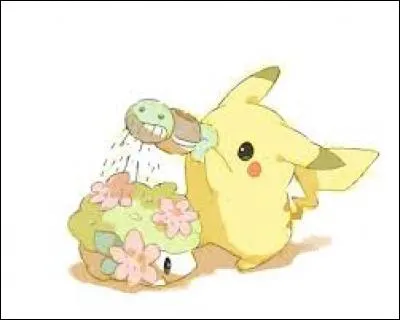 Quel Pokémon, Pikachu est-il en train d'arroser ?
