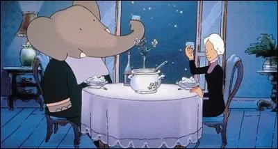 Que font Babar et la vieille dame ?