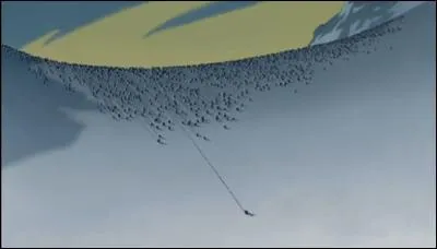 De quel film d'animation provient ce plan montrant un lieu enneigé ?