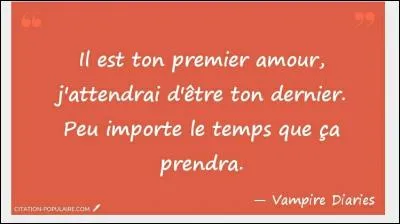 Qui dit "Il a été ton premier amour, j'attendrais d'être ton dernier. Peu importe le temps que ça prendra" ?