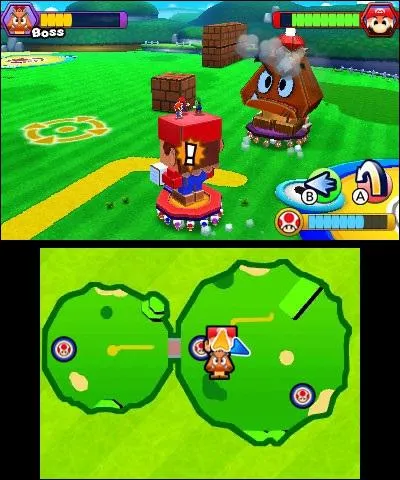 Qui se trouve sur le premier boss Titancarton que les frères Mario affrontent dans le jeu ?