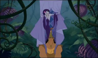 Et alors, après m'être retrouvé avec le museau coincé dans un trou puis avoir été attaqué par une nuée de chauve-souris, on est finalement parvenu à regagner le bord de la falaise. Pendant ce temps, Yzma et Kronk me cherchaient désespérément dans la jungle. Après maintes péripéties, ils rencontrèrent un petit écureuil nommé :