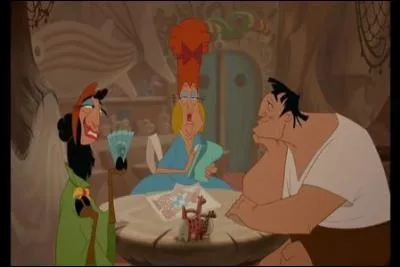 Et ce maudit casse-noisette leur révéla la direction dans laquelle j'étais parti. Je vous le dis, tout le monde est contre moi. C'est pas des blagues ! 
Alors que Pacha me portait (à cause de mon hypoglycémie), nous arrivâmes devant une auberge. Après m'être déguisé en jolie demoiselle pour passer inaperçu, Pacha commanda deux plats du jour pendant que je demandais une...