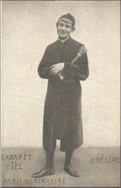 Les sermons dans un cabaret ne font pas fureur. Pour mettre de l'humour arrive un personnage qui s'appelle.... une espèce de .... et qui porte un...en guise de goupillon. (remplissez les pointillés)