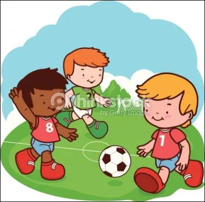 La _____ des garçons font du football. Aujourd'hui, ce sont les rouges contre les verts.