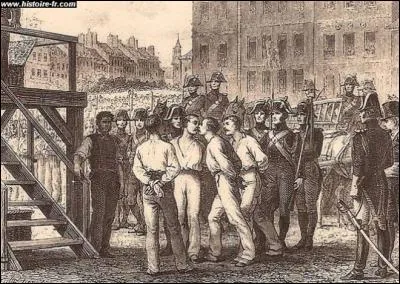 Henri Sanson va trancher des têtes pendant 35 ans dont au moins un innocent Joseph Lesurques qui fut exécuté dans l'affaire du courrier de Lyon et aussi les 4 sergents de La Rochelle accusés de bonapartisme et d'avoir voulu renverser la monarchie et guillotinés le 21 septembre 1822. Ces 4 sergents entrent dans la légende et en mai 1968 que se passe-t-il ?