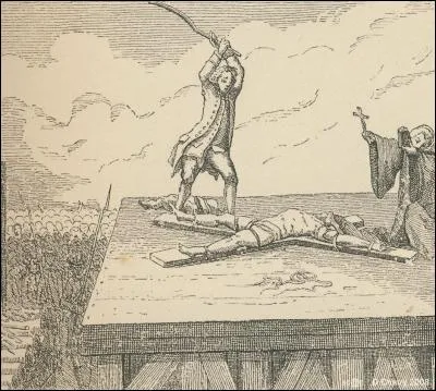 La même année, Charles Sanson II épouse à Paris la sur de sa belle-mère, c'est-à-dire la sur de la seconde épouse de son père, Anne Marthe Dubut (deuxième sur du bourreau de Melun). Décidément ça commence à sentir l'inceste. Quelle est la première célébrité qu'il décapite en 1720 à l'âge de 24 ans, après l'avoir roué de coups à vif ?
