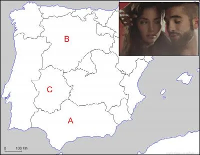 Kendji use de ses charmes pour séduire une danseuse et chante « Andalouse ». Repère l'Andalousie sur la carte proposée.