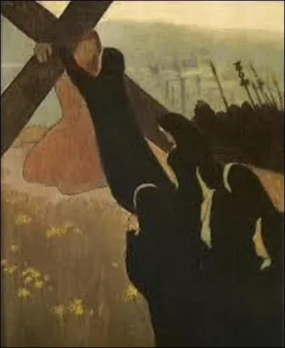 1889, alors qu'il est plongé dans la lecture du recueil de poèmes de Verlaine "Sagesse", cet artiste nabi décide dans la foulée d' illustrer le premier poème de ce livre par cette huile sur toile appelée "La Montée au calvaire". Mais pourriez-vous me donner le nom de ce peintre ?