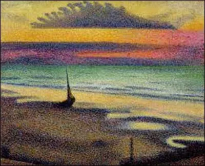 Quel artiste néo-impressionniste belge (1865-1916), réalise en 1891, cette huile sur bois (H : 0, 37 m x L : 0, 45 m) appelée "Plage à Heist" ?