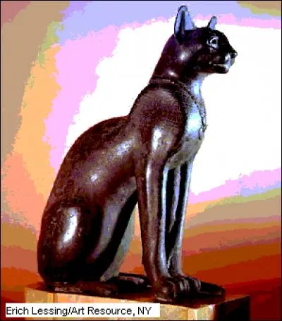 Déesse du plaisir chez les égyptiens, elle est représentée sous la forme d'une chatte ou d'une femme à tête de chat. Quel est son nom ?