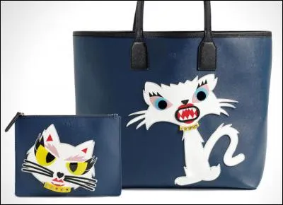 La chatte birmane de Karl Lagerfeld propose sa propre collection d'accessoires et de vêtements comme le sac représenté. Son visage angélique a laissé la place à un monstre grinçant, en colère, aux yeux exorbités et aux dents longues. Comment s'appelle cette chatte ?