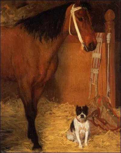 Qui a peint "Aux écuries , Cheval et Chien" ?