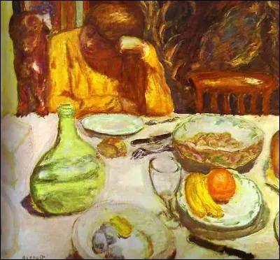 Qui a peint "Carafe, Marthe Bonnard avec son chien" ?