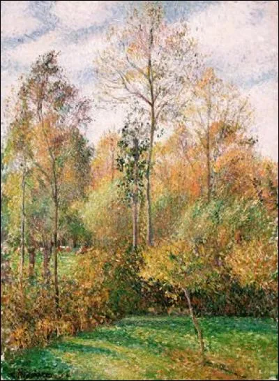 Cette toile nommée "Automne, Peupliers, Eragny" est une peinture de Claude Monet.