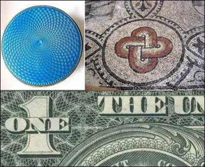 Sur des billets, par exemple, on peut voir de nombreux guillochis, ils sont destinés à compliquer le travail des faussaires.
Qu'est-ce qu'un « guillochis » ?