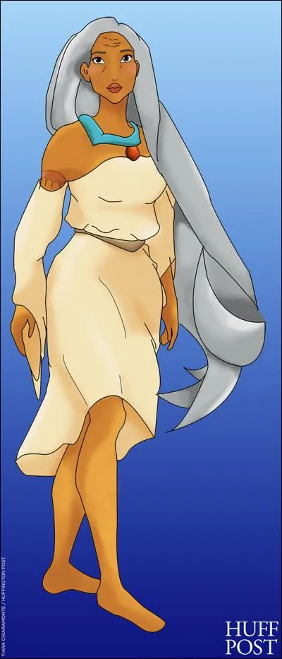 Ce personnage est facile à deviner : c'est Pocahontas, la grande indienne ! Quel est le nom du beau blond qui tombe amoureux d'elle ?
