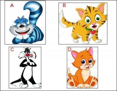 Le chat du Cheshire, un chat de fiction qui apparaît dans le roman « Alice au pays des merveilles des merveilles » est représenté en :