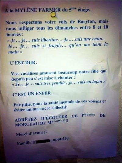Migraine Farmer... La môme du 2e étage ! Mais ce n'est pas la seule artiste de l'immeuble : à quel étage (ou question) s'en trouve-t-il un ou une autre ?