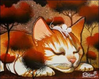 Le chat dort. Qui se repose sur sa tête ?