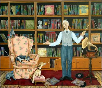 Que fait le chat gris et blanc ?