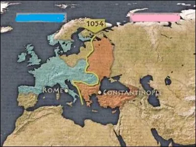 En l'an 1054, une séparation entre les Églises de Rome et de Constantinople a lieu divisant ainsi le christianisme en 2 branches, lesquelles ?