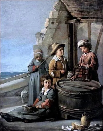 Cette toile des frères Le Nain peinte vers 1646 est intitulée ''Enfants avec une cage à oiseaux et un chat'' . À quel style attribue-t-on la majeure partie des œuvres de ces peintres ?