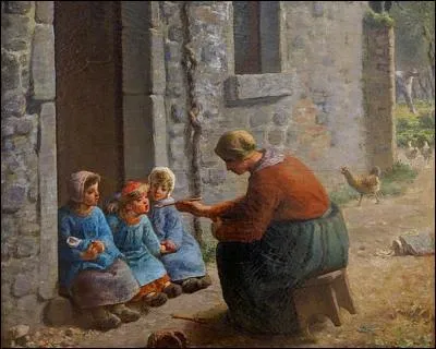 « Je voudrais que dans la femme faisant déjeuner ses enfants, on imagine une nichée d'oiseaux à qui leur mère donne la becquée. » Quel peintre s'exprimait ainsi au sujet de cette œuvre simple et touchante ?