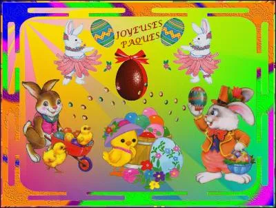 Dans quoi le lapin transporte-t-il des ufs et un poussin ?