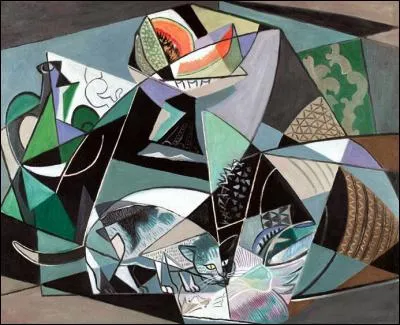 Qui a peint cette toile représentant un poisson et un chat ?