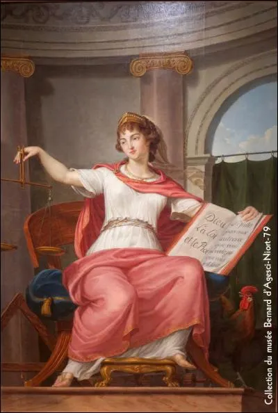 Cette peinture allégorique représente une déesse grecque très connue. Qui est-ce ? Un indice, regardez ce qu'elle tient.