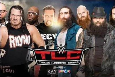 Match 4 : 8-Man Elimination Tag Team Tables Match.
Quelle équipe remporte ce combat à éliminations ?