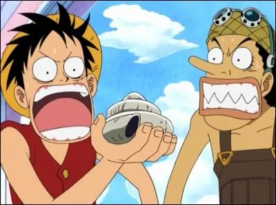Quelle est la phrase prononcée par Luffy pour tester le Tone Dial sur l'île céleste ?