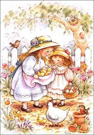 Une fillette a ramassé des ufs. Combien en voyez-vous ?