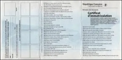 En France, qu'identifie le certificat d'immatriculation, anciennement appelé carte grise ?