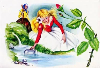 Avec quelle main, la fillette tient-elle la cruche ?