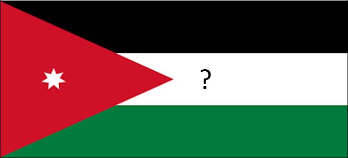 Si l'on veut voir le drapeau de la Jordanie, de quelle couleur doit être la bande marquée d'un point d'interrogation ?