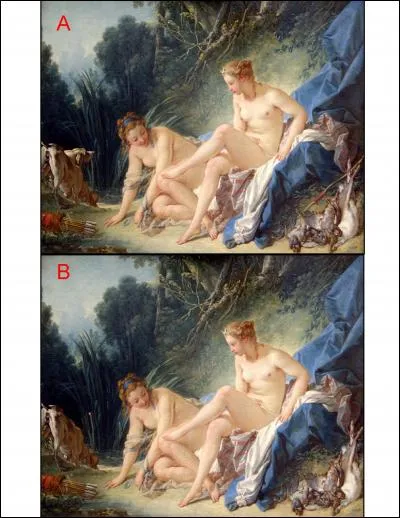 Un peintre vient de réaliser une copie (B) du célèbre tableau de François Boucher (A) « Diane sortant du bain ». A-t-il été fidèle à son auteur ?