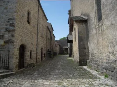 Ce petit village, sur le plateau du Larzac, a été, au XVe siècle, entouré d'une enceinte remarquablement conservée. Où sommes-nous ?
