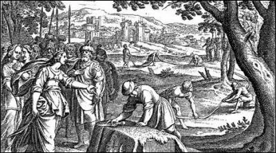 Il lui sera accordé une terre équivalant à une peau de ---.