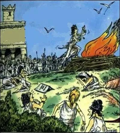 Une autre version relate qu'elle préféra se sacrifier sur un bûcher, plutôt que de se marier avec un roi d'une tribu nomade. De quel peuple s'agit-il ?