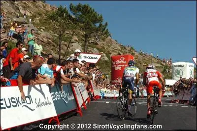 Deux grimpeurs sur la Vuelta 2012 : en blanc Contador futur vainqueur, mais en rouge qui est-ce ?