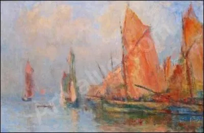 Qui a peint "Bateau de pêche aux voiles rouges, sortie du port de la Rochelle" ?