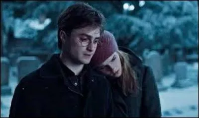 Qui Hermione accompagne-t-elle à Godric's Hollow et devant la tombe de ses parents ?