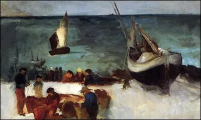 Qui a peint "Bateaux de pêche et pêcheurs, à Berck"