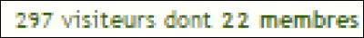 Il est minuit, on va vous laisser après une petite opération mathématique. En ce moment, il y a 297 visiteurs, dont 22 membres. Combien de visiteurs (pas inscrits) y a-t-il ?