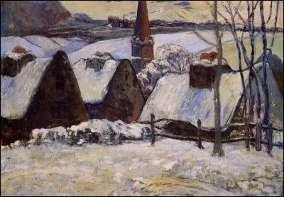 Qui a peint "Village breton sous la neige" ?