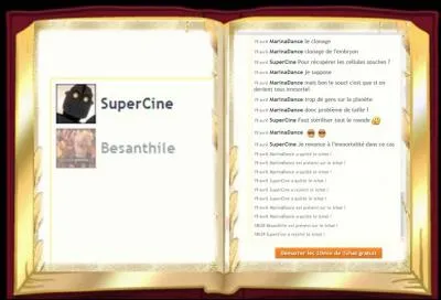 Passons à la page suivante, sur laquelle vous pouvez trouver une autre création de Quizz.biz : le tchat. Comme vous le voyez, à l'heure où les images ont été prises, l'espace était plutôt vide, avec seulement deux personnes connectées. Dans un des messages, vous lisez "mais bon le souci c'est que si on devient tous immortel [...]". Quelle lettre manque-t-il pour que cette phrase soit bien écrite ?